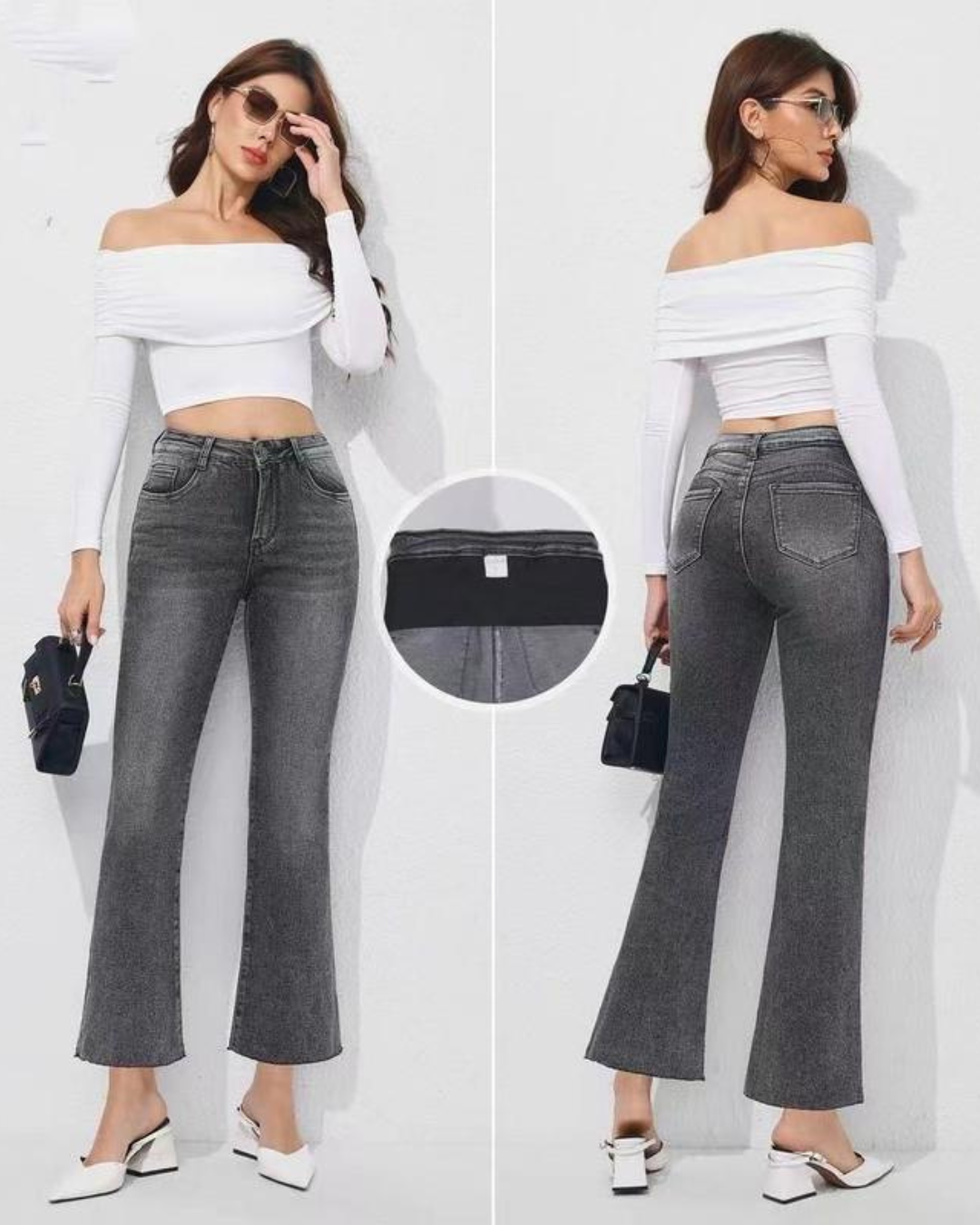 Pantalón recto con faja integrada y efecto moldeador para mujer