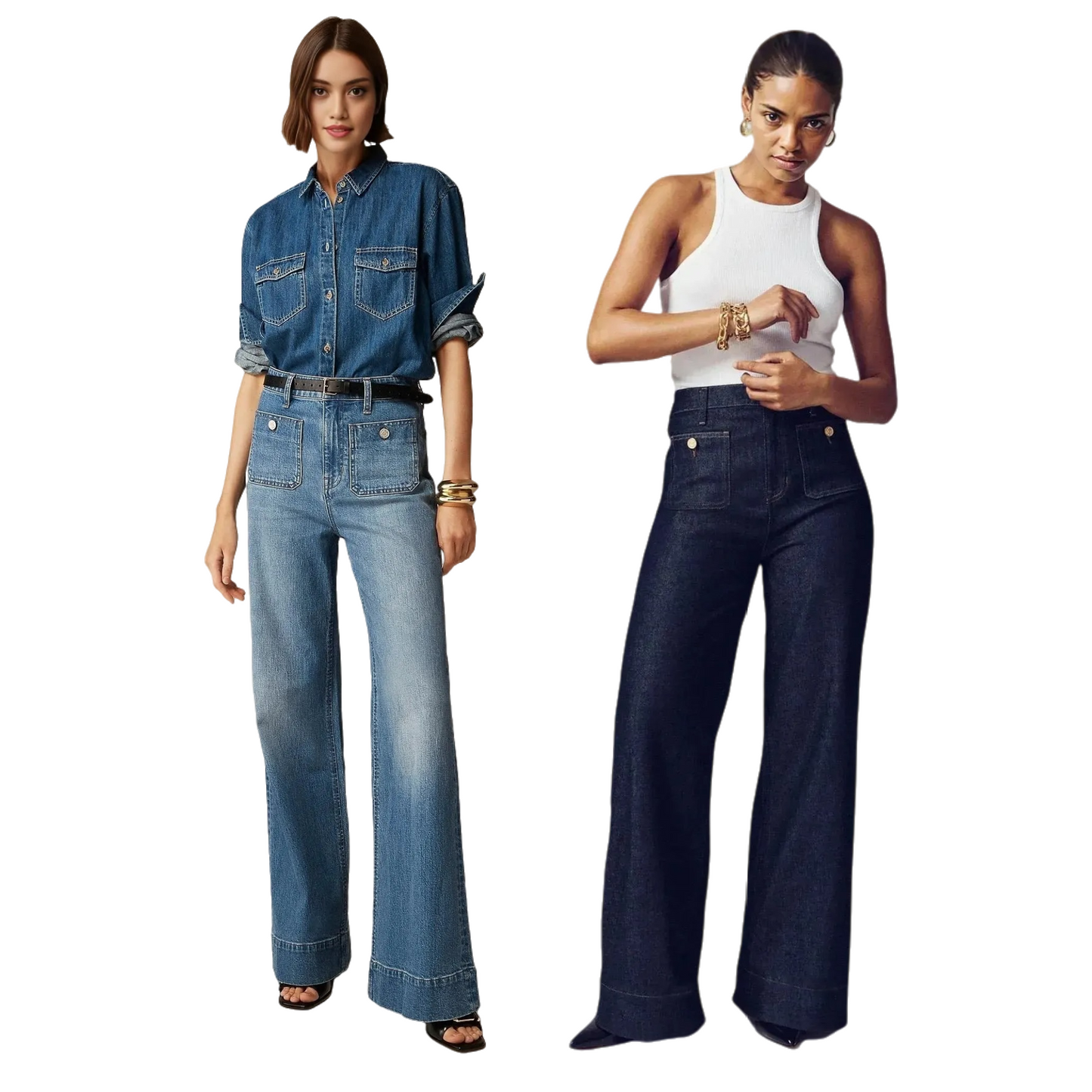 Tummy Control Sailor Wide Leg Jeans