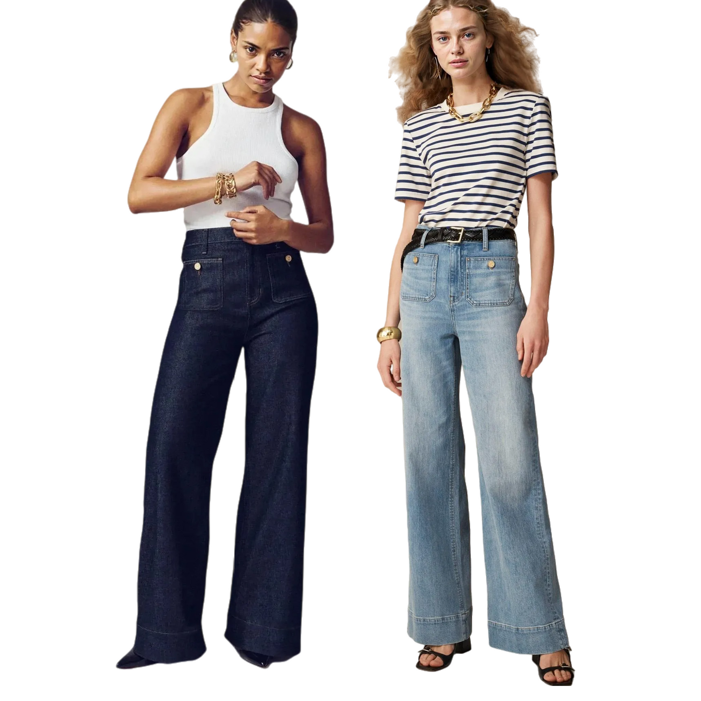Tummy Control Sailor Wide Leg Jeans