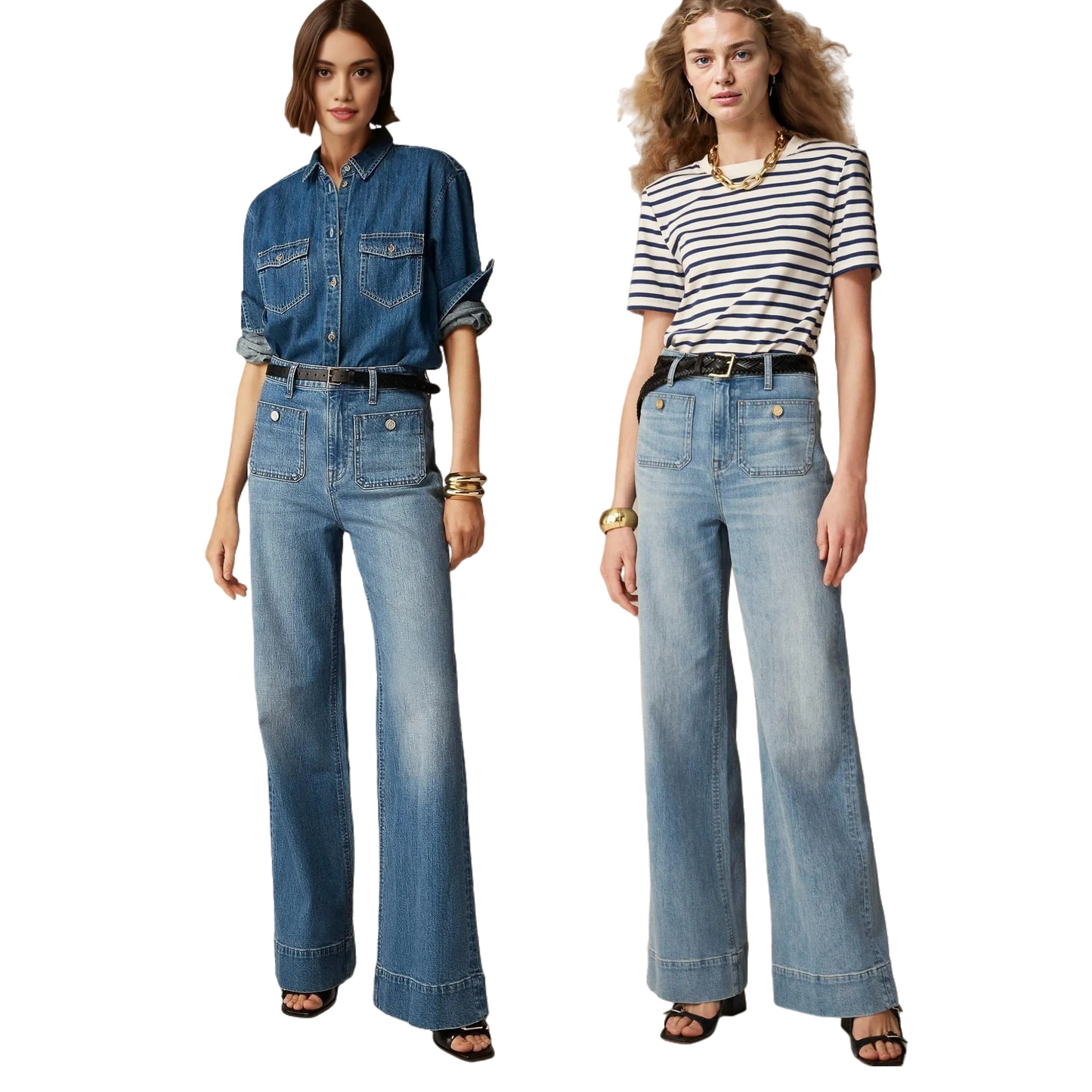 Tummy Control Sailor Wide Leg Jeans