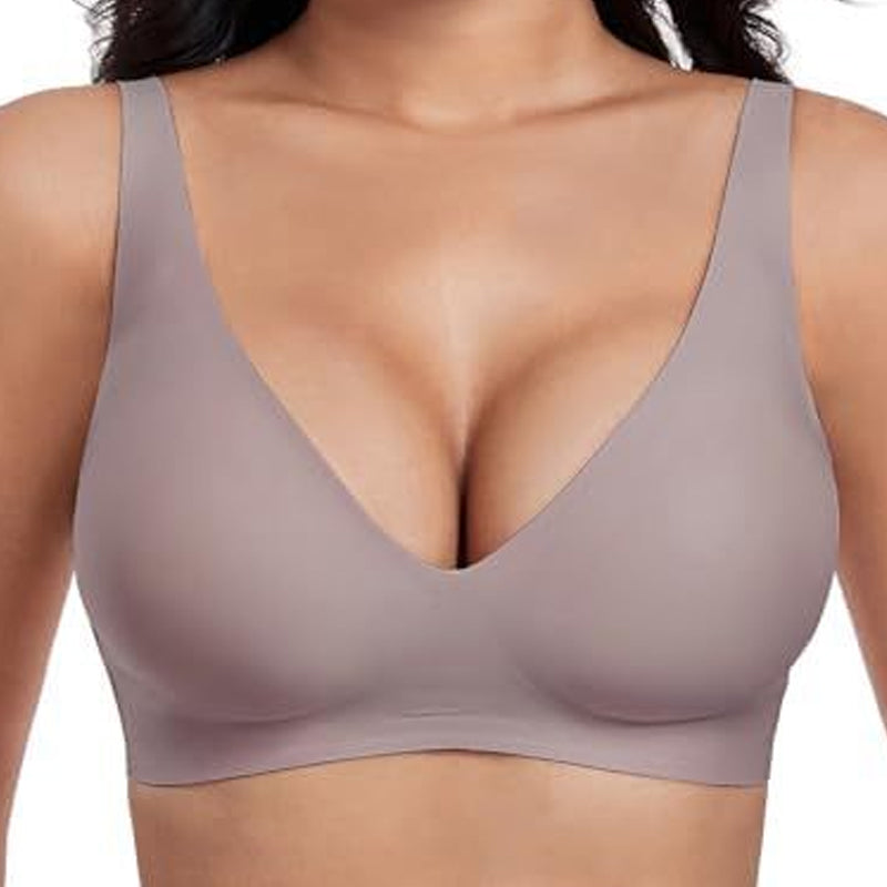 2-Piece Set💕 Jelly Wireless Womens Comfortable Wireless Bras Push Up Bralettes Seamless Tshirts Bras Deep V Everyday Bras